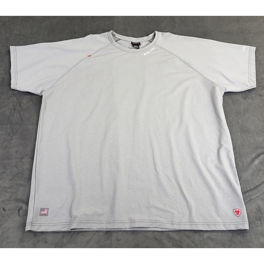 2) Ariat FR Flame Resistant Short Sleeve Baselayer T-Shirt Size 3X Grey & Tan - Picture 15 of 16
